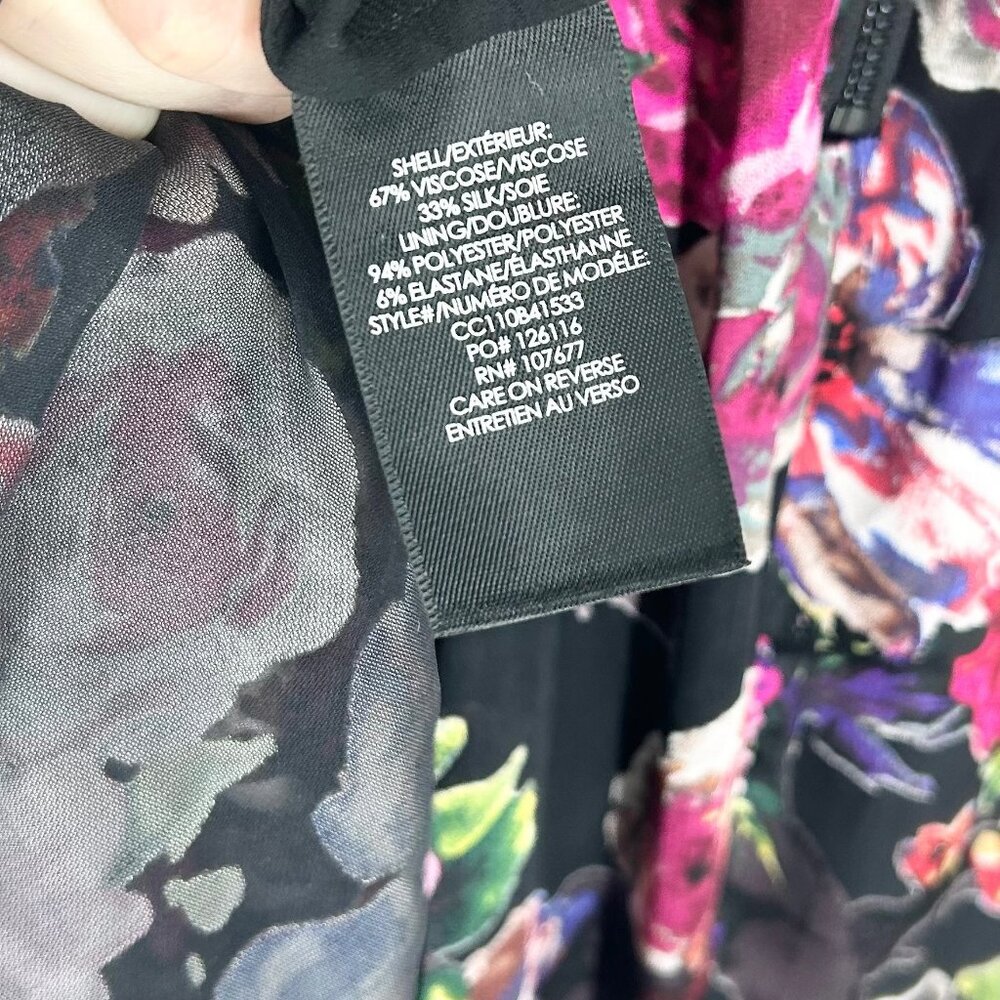 NWT Alice + Olivia Christina Silk Blend Floral Maxi Dress in Midnight Rose - Picture 9 of 9